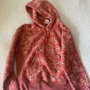 Champion hooded floral sweatshirt in coral